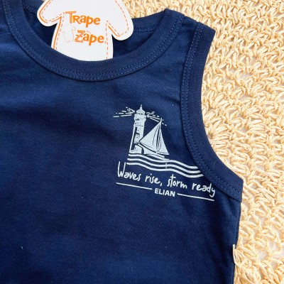 Conj. Regata Waves Rise e Bermuda Farol - Azul Marinho e Jeans